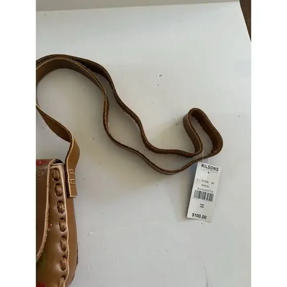 $100 NWT Vintage Wilsons Leather Floral Crossbody Shoulder Bag Brown Western - Picture 6 of 12